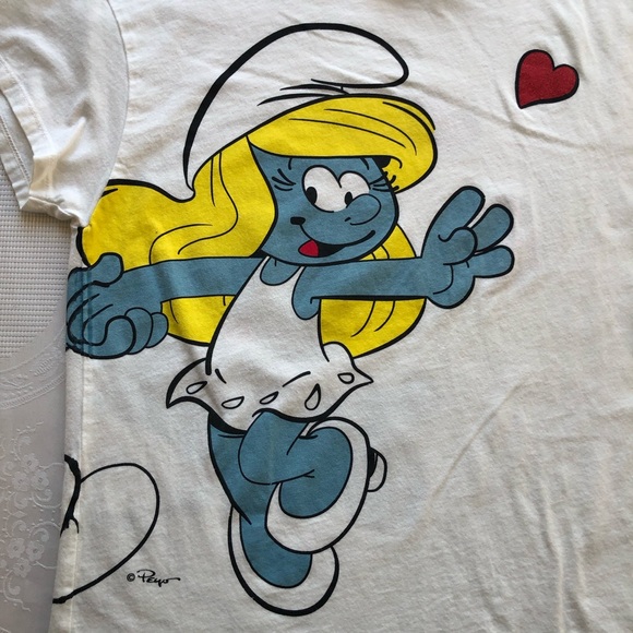 Zara Junior Girls Size 10 White T-Shirt The Smurfs Graphics Tee Short Sleeves - Picture 12 of 13